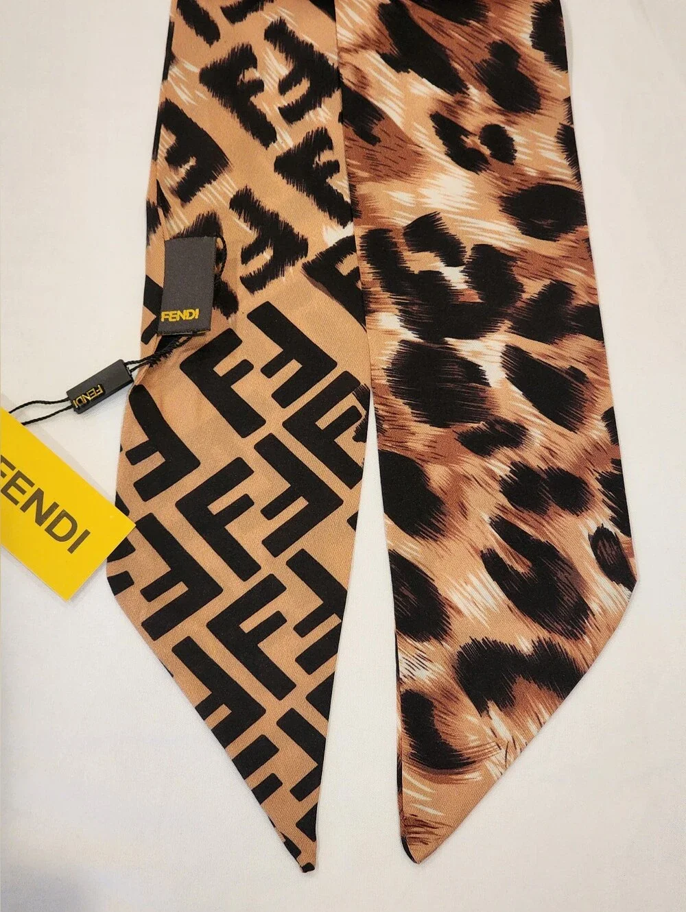 Fendi Brown Leopard-Print Scarf